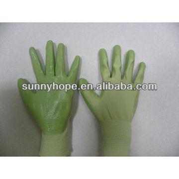 Перчатки с зеленым нитриловым покрытием 13G